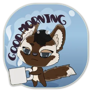 ☕️ c19c15d0 GOOD MORNING скунс, доброе утро, кофе, мультфильм, животное, сонный, милый telegram sticker
