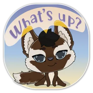 😄 cbaab142 What's up? лиса, животное, мультик, милый, вопрос, приветствие, дружелюбный telegram sticker