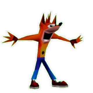😵 041c398c Crash Bandicoot Gra wideo, Postać, Kreskówka, Crash Bandicoot, Maskotka, Gra z lat 90. telegram sticker