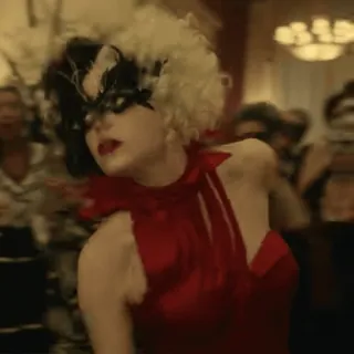 😜 696d6575 Cruella de Vil Cruella Cruella, Disney, złoczyńca, moda, film telegram sticker