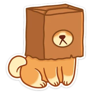 😐 2658128a 개, 상자, 귀여운, 동물, 스티커 telegram sticker
