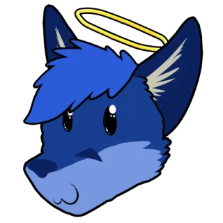 😇 88839b59 兽人, 狐狸, 天使, 光环, 动物, 可爱, 卡通, 蓝色 telegram sticker