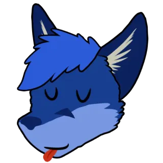 😝 f687198a 狐狸, 动物, 蓝色, 舌头, 毛茸茸, 卡通 telegram sticker