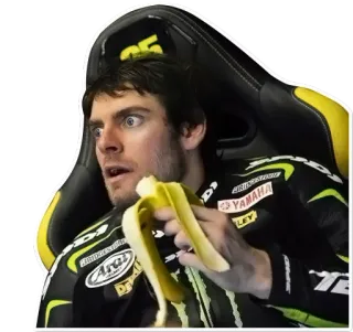 🍌 74deb4dd man, banana, eating, surprised, sticker, motorsport telegram sticker