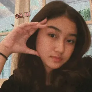 🦋 9e47a233 OH, HI ผู้หญิง, ผู้หญิง, ผมสีน้ำตาลเข้ม, ภาพเหมือน, ทักทาย telegram sticker