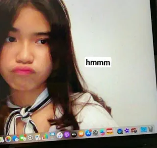 🙃 cb863e48 hmmm ผู้หญิง, ภาพเหมือน, หืม, มีม, สีหน้า, สงสัย, ตั้งคำถาม telegram sticker