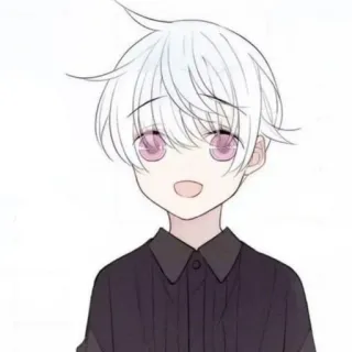 🥞 1ccc4916 garçon animé, cheveux blancs, yeux violets, mignon, manga, garçon, personnage telegram sticker