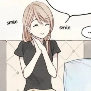 🥞 5fc442d7 smile smile sourire, joyeux, dessin animé, fille telegram sticker