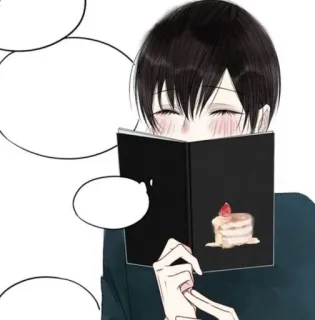 🥞 cd2851ea personne, gâteau, lecture, illustration, personnage, style animé telegram sticker