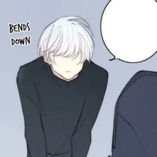 🥞 cd539443 BENDS DOWN homme, animé, dessin animé, art, cheveux blancs telegram sticker