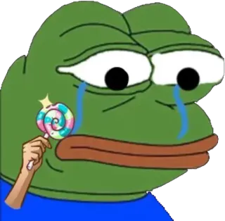 😭 ac5f9d3f Pepe the Frog Pepe, frog, sad, lollipop, meme, crying telegram sticker