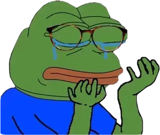 😭 e446c4fe Pepe the Frog meme, frog, sad, crying, glasses, feels telegram sticker