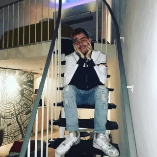 😌 af466493 Lil Peep Lil Peep, แร็ปเปอร์, นักดนตรี, ภาพเหมือน, บันได whatsapp sticker