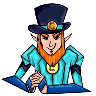 😈 470458e9 レプラコーン, キャラクター, 漫画, ファンタジー, 帽子, エルフ, 赤毛 telegram sticker