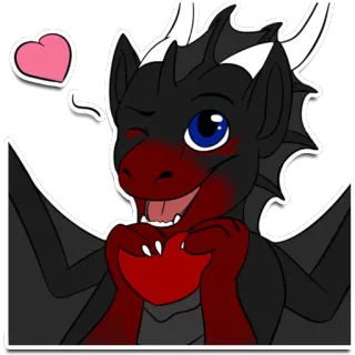 ❤ 9f9c60b3 dragon, dessin animé, amour, cœur, mignon, fantaisie, animal whatsapp sticker