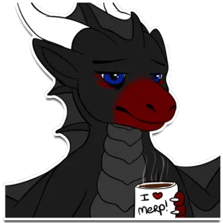 ☕ a1d22fd4 I <3 Merp! dragon, merp, café, mignon, sticker, fantaisie, dessin animé whatsapp sticker