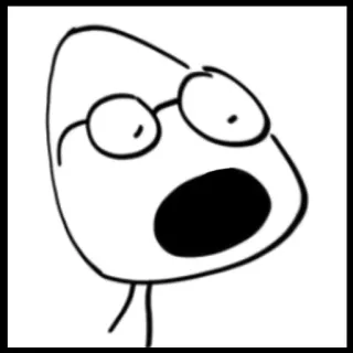 🙀 0a9fd3ae cartoon, shocked, glasses, simple, face, drawing telegram sticker