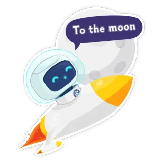 🚀 07d78c30 To the moon roket, bulan, robot, luar angkasa, perjalanan, kartun telegram sticker