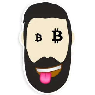 😜 2650a0de bitcoin, criptomoneda, cara, lengua, barba, sticker, humor whatsapp sticker