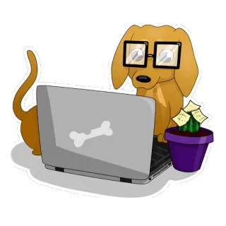 👨‍💻 588ad63b 狗, 电脑, 笔记本电脑, 动物, 眼镜, 仙人掌, 骨头, 宠物, 卡通 telegram sticker