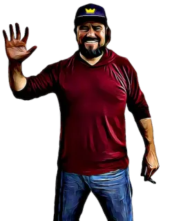 👋 2ff5a55d uomo, ritratto, felpa con cappuccio, che saluta, corona, barba telegram sticker