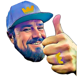 👍 f0390bda persona, ritratto, pollice in su, cappello, cartone animato telegram sticker