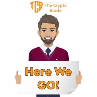 🏃 25a64aef Here We GO! 卡通, 男人, 标志, 开始了, 加密货币, 刀片 whatsapp sticker