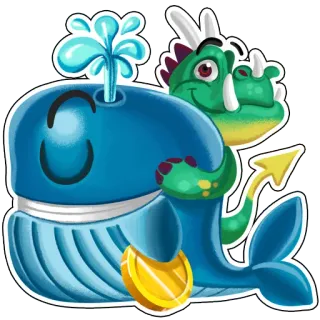 🐋 6f0fc645 cá voi, rồng, fantasy, động vật, đồng xu, hoạt hình telegram sticker