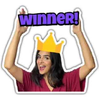🏆 2a004fcd WINNER! vincitore, celebrazione, successo, risultato, corona, donna, congratulazioni telegram sticker