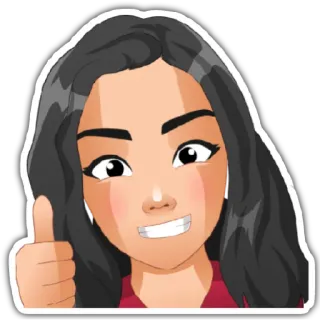 👍 6c8055a2 Donna, Ragazza, Pollice in su, Positivo, Approvazione, Cartone animato, Emoji telegram sticker