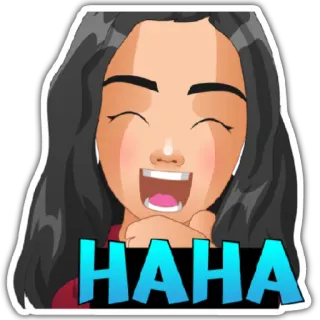 🤣 7301084c HAHA ridere, donna, cartone animato, meme, espressione, ah ah, emoji telegram sticker