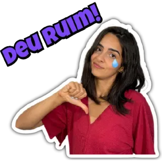 🥲 7e141f2d Deu Ruim! pollice verso, triste, deluso, donna, portoghese brasiliano telegram sticker
