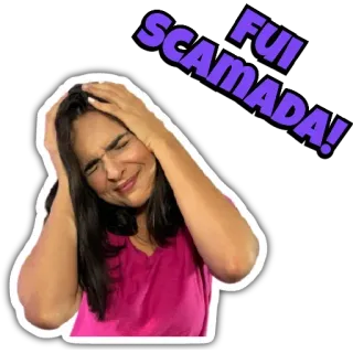 😭 9baebafa Fui Scamada! truffa, frode, shock, angoscia, donna, adesivo telegram sticker