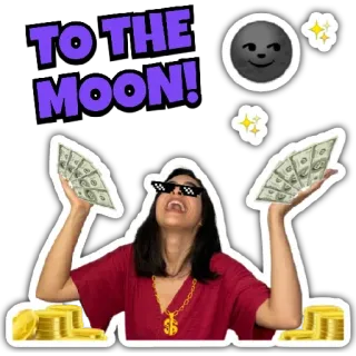 🌚 e5fcdeff TO THE MOON! soldi, successo, luna, investimento, ricchezza, libertà finanziaria telegram sticker