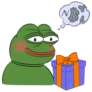 ☺️ 44db259d Pepe the Frog pepe, ếch, bitcoin, tiền điện tử, quà tặng, meme telegram sticker
