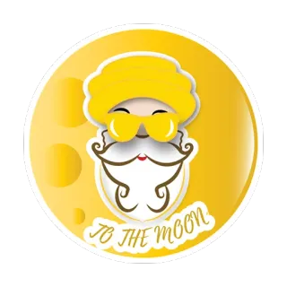 🚀 753b85b8 TO THE MOON maan, geel, baard, crypto, raket, financieel, meme telegram sticker