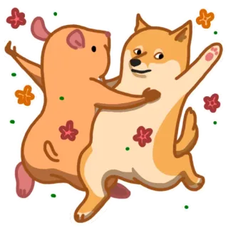 💃 66f4512a doge, dog, dancing, animal, friends, cute telegram sticker