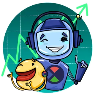 📈 05614593 Robot, Emoji, Grafiek, Koptelefoon, Vriendelijk, Technologie telegram sticker