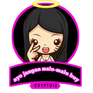 😚 5f7f8dd2 ayo jangan malu-malu buy 
 -CRYPTOIZ- cute, cartoon, anime, girl, halo whatsapp sticker