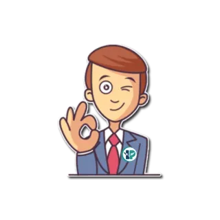 👌 4a51b36a การ์ตูน, โอเค, อนุมัติ, ธุรกิจ, ชุดสูท, ขยิบตา telegram sticker