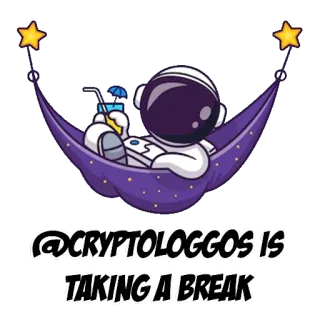 🤙 570025fc @CRYPTOLOGGOS IS TAKING A BREAK astronauta, amaca, relax, criptovaluta, social media, pausa telegram sticker