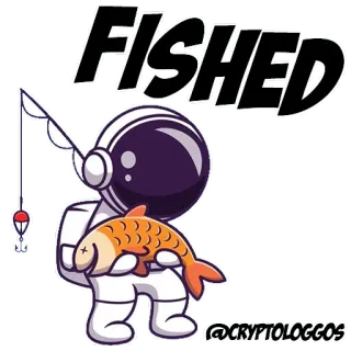 🐟 7847dcdb FISHED astronauta, pesce, pesca, cripto, meme telegram sticker