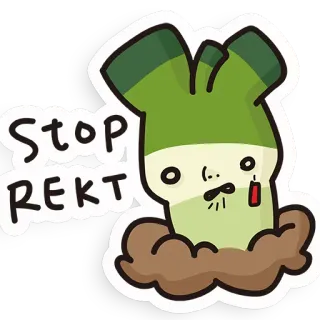 😢 3c5e90d8 Stop REKT rekt, gagal, lucu, sayuran, berhenti, kartun whatsapp sticker
