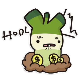 😔 47b29019 HODL Cryptocurrency, Hodl, Leek, Daun Bawang, Meme, Uang, Investasi whatsapp sticker