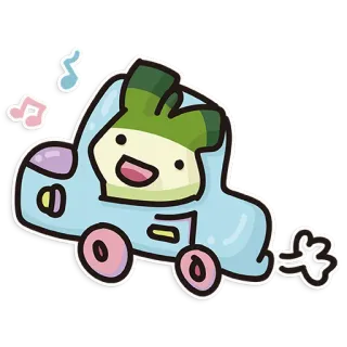 🤡 807d675e mobil, daun bawang, imut, kartun, musik, kawaii whatsapp sticker