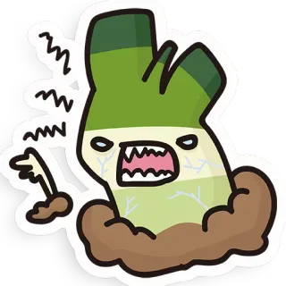 😡 b18db220 kartun, sayuran, marah, daun bawang, tanaman, stiker whatsapp sticker