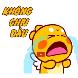 😭 4369e102 KHONG CHIU DAU 울음, 베트남 국기, 곰, 노란색, 베트남어 telegram sticker