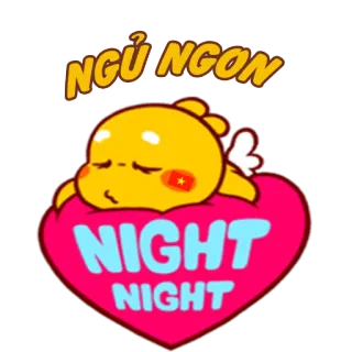 😪 fd737ffa NGỦ NGON NIGHT NIGHT 귀여운, 잘 자, 졸린, 하트, 만화 telegram sticker