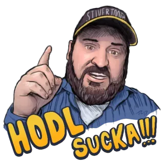 ✊ d8b39be6 HODL SUCKA!!! hodl, naze, homme, pointage, expression, art numérique telegram sticker