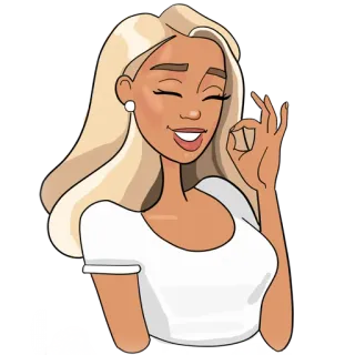 👌 2825159c ผู้หญิง, ท่าโอเค, การ์ตูน, ผมสีบลอนด์, คิดบวก, ภาพประกอบ telegram sticker